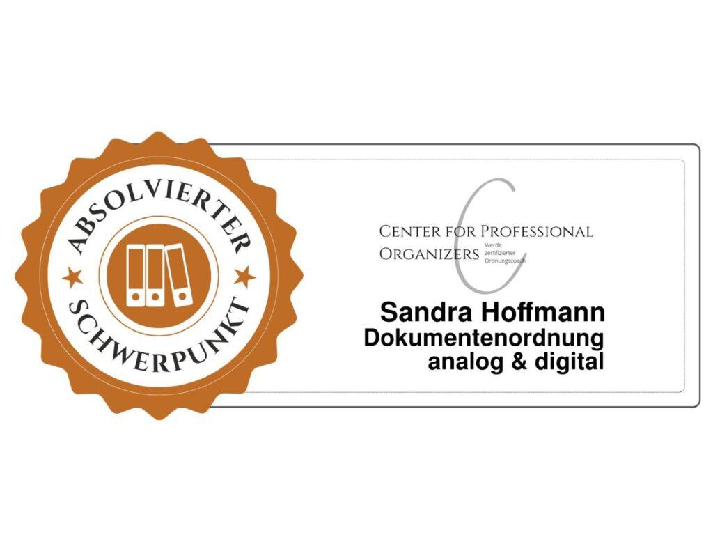 Zertifikat Dokumentenordnung analog 6 digital - Sandra Hoffmann